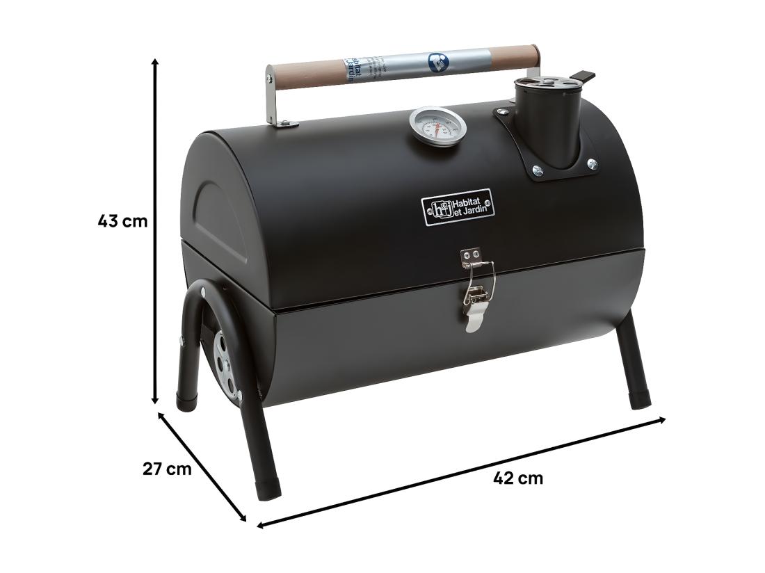 Vente Unique Barbecue Charbon De Bois Portable "Captain" - 42 X 27 X 43 Cm - Noir