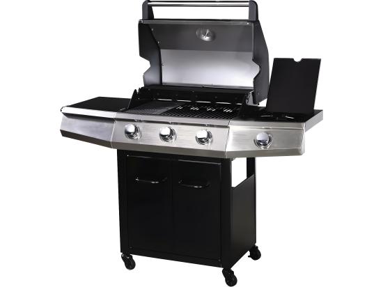 Vente Unique Barbecue Gaz Avec LED "Bingo 4" - 4 Brûleurs Dont 1 Latéral - 14kW + Housse Protection - Noir