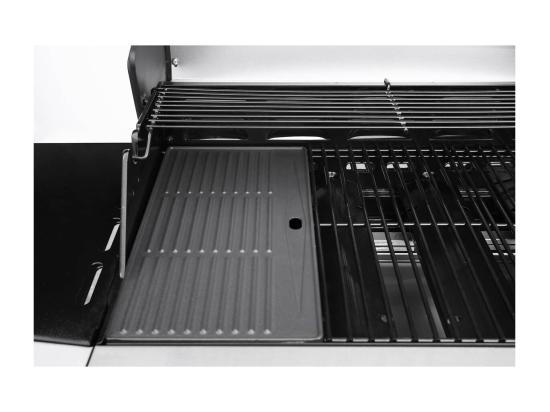 Vente Unique Barbecue Gaz Avec LED "Bingo 4" - 4 Brûleurs Dont 1 Latéral - 14kW + Housse Protection - Argenté