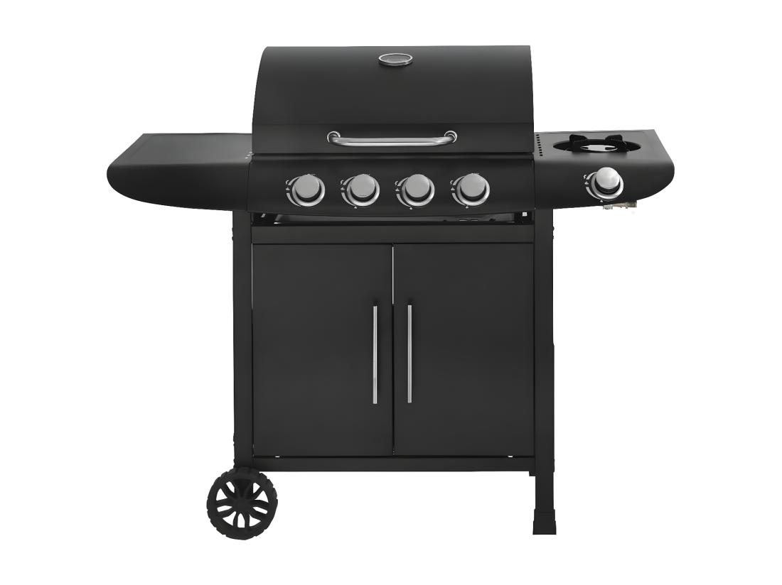 Vente Unique Barbecue Gaz "Feria 5" - 5 Brûleurs Dont 1 Latéral - 14 5 Kw - Noir