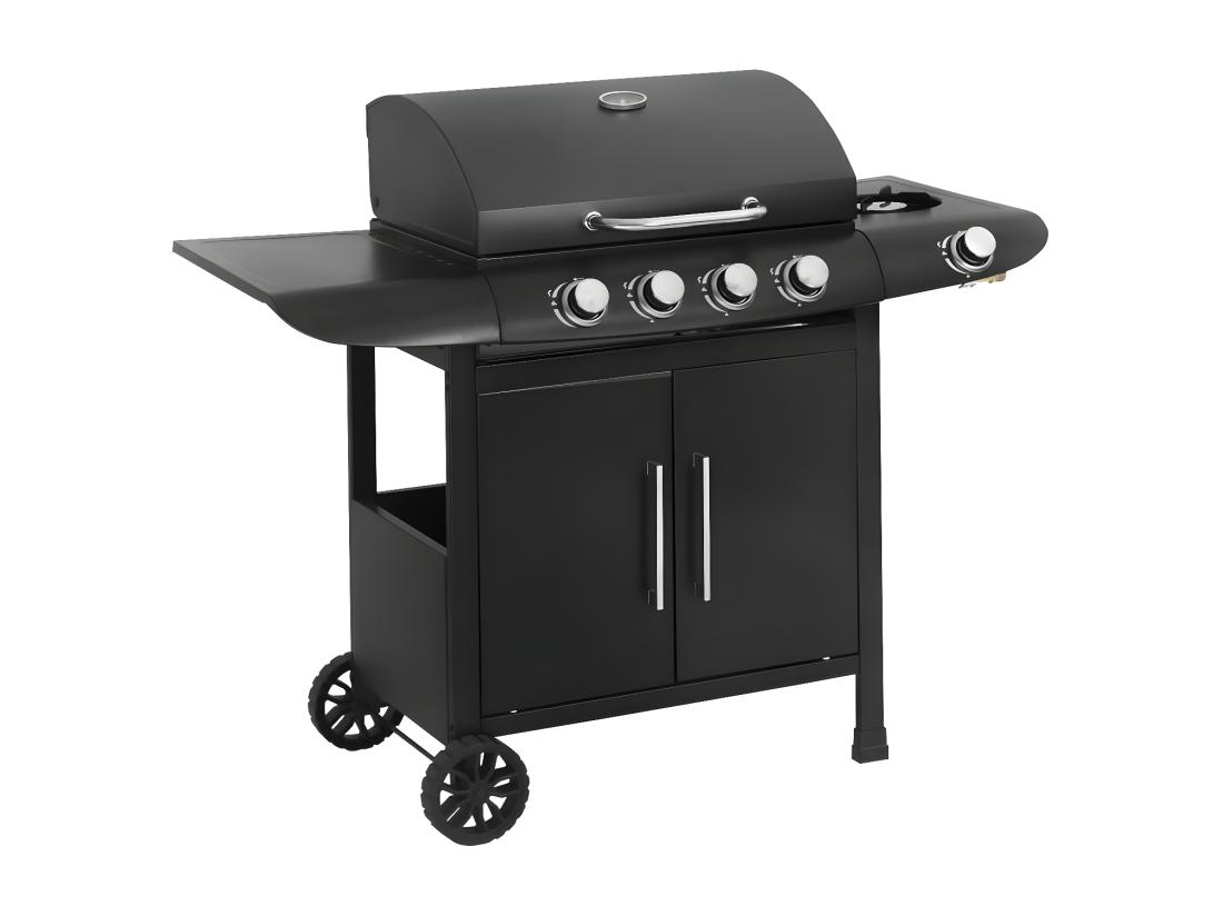 Vente Unique Barbecue Gaz "Feria 5" - 5 Brûleurs Dont 1 Latéral - 14 5 Kw - Noir