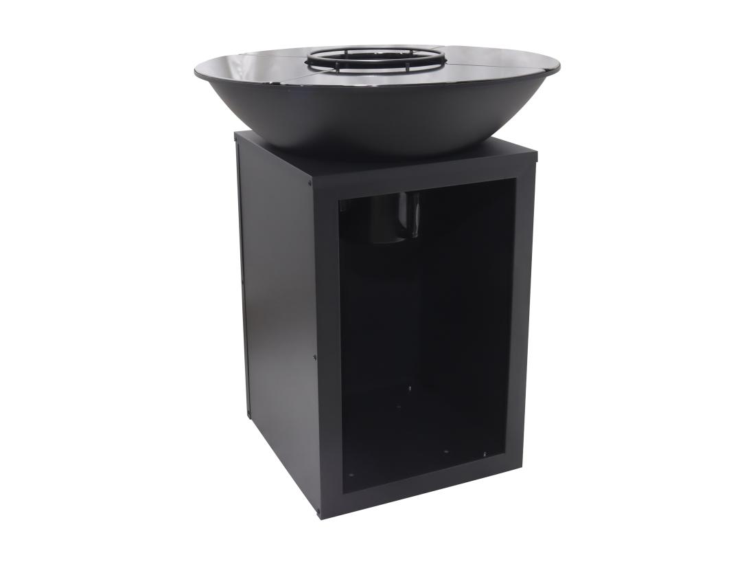 Vente Unique Barbecue Plancha Brasero à Charbon Et Bois Avec Rangement L80 X L80 X H95 Cm Noir - IGNOS