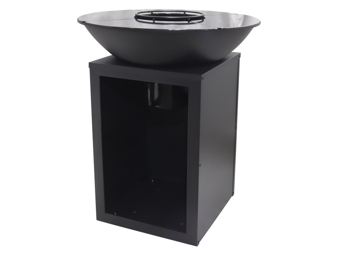 Vente Unique Barbecue Plancha Brasero à Charbon Et Bois Avec Rangement L80 X L80 X H95 Cm Noir - IGNOS