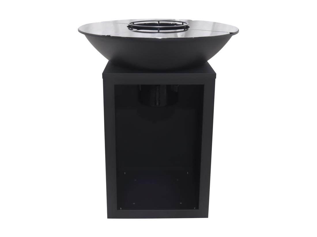 Vente Unique Barbecue Plancha Brasero à Charbon Et Bois Avec Rangement L80 X L80 X H95 Cm Noir - IGNOS