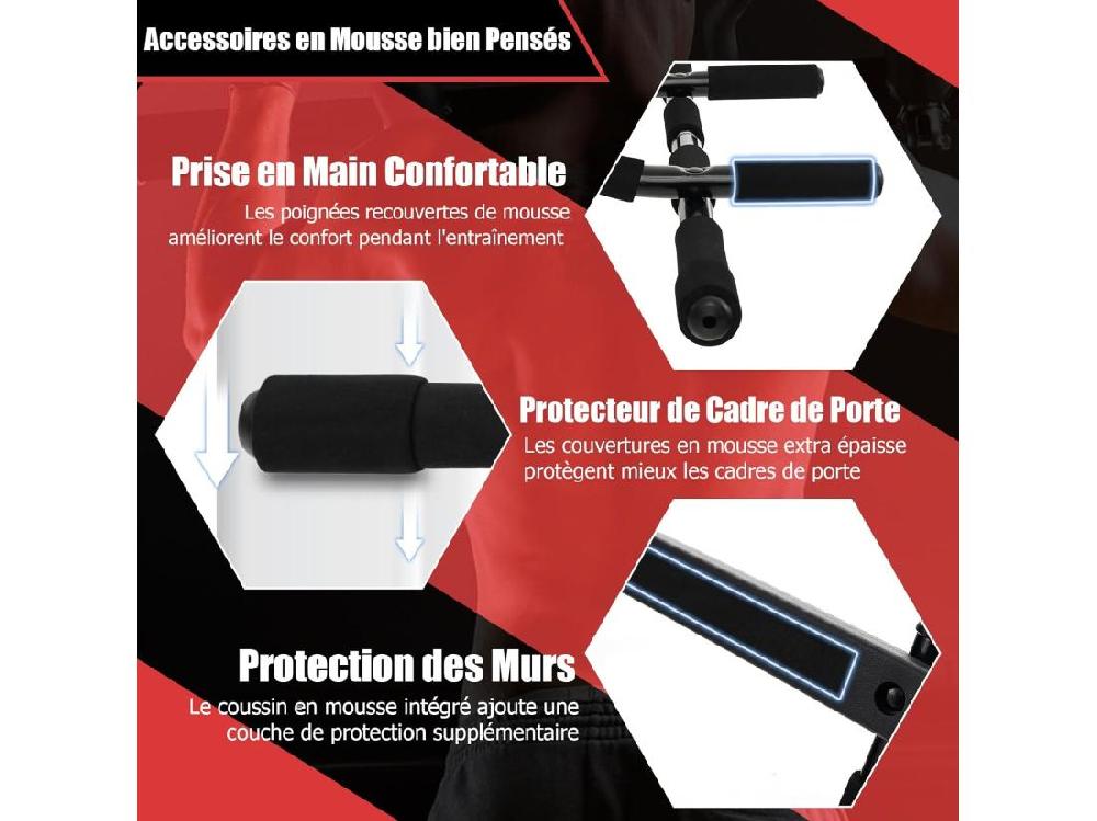 Vente Unique Barre De Traction De Porte Barre De Fitness Pour Plupart Des Cadres De Porte Jusqu'à 80 Cm Avec Poignées En Mousse Barre D'Entraînement Pour Salle De Sport Maison