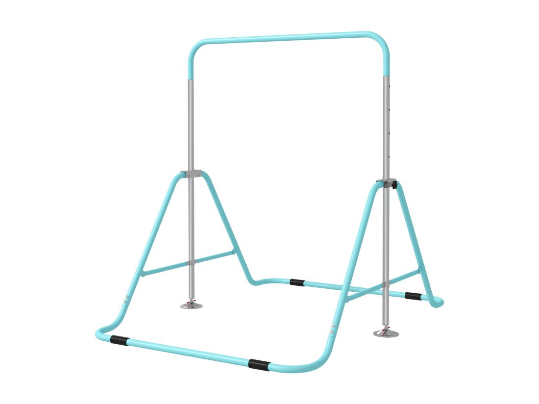 Vente Unique Barre Fixe De Gymnastique Enfant - Barre De Gymnastique Pliable Hauteur Réglable 4 Niv. 88 à 128 Cm - Acier Bleu Ciel