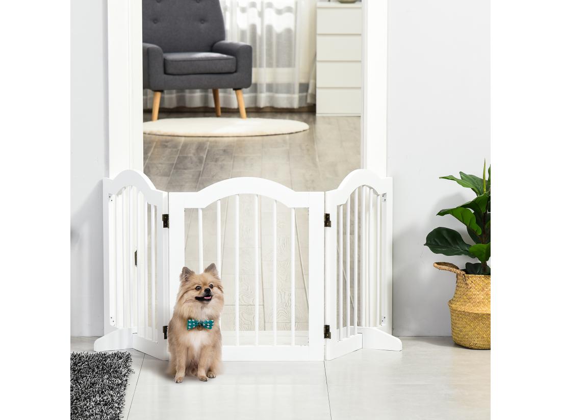 Vente Unique Barrière Modulable Pliable Barrière De Sécurité 154 5L X 61H Cm MDF Blanc