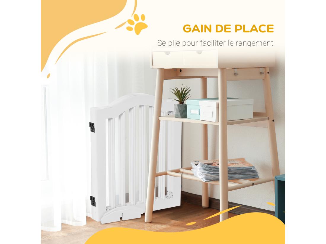 Vente Unique Barrière Modulable Pliable Barrière De Sécurité 154 5L X 61H Cm MDF Blanc