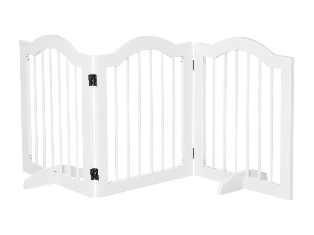 Vente Unique Barrière Modulable Pliable Barrière De Sécurité 154 5L X 61H Cm MDF Blanc