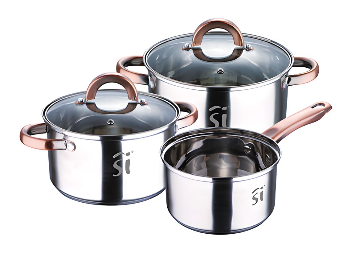Vente Unique Batterie De Cuisine En Acier Inoxydable 5 Pièces Adaptée à L'induction Collection Onil