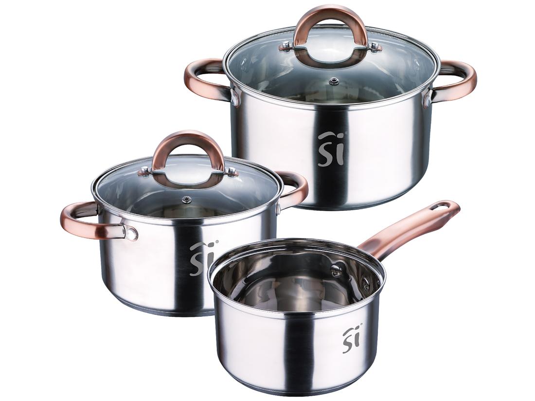 Vente Unique Batterie De Cuisine En Acier Inoxydable 5 Pièces Adaptée à L'induction Collection Onil