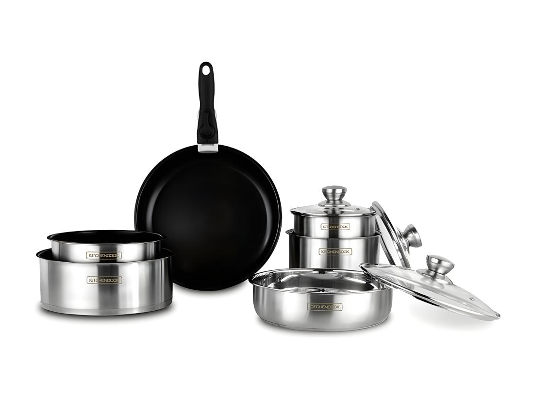 Vente Unique Batterie De Cuisine Inox Anti Adhésif 10 Pcs Tfi Flex10 Ix De Kitchencook