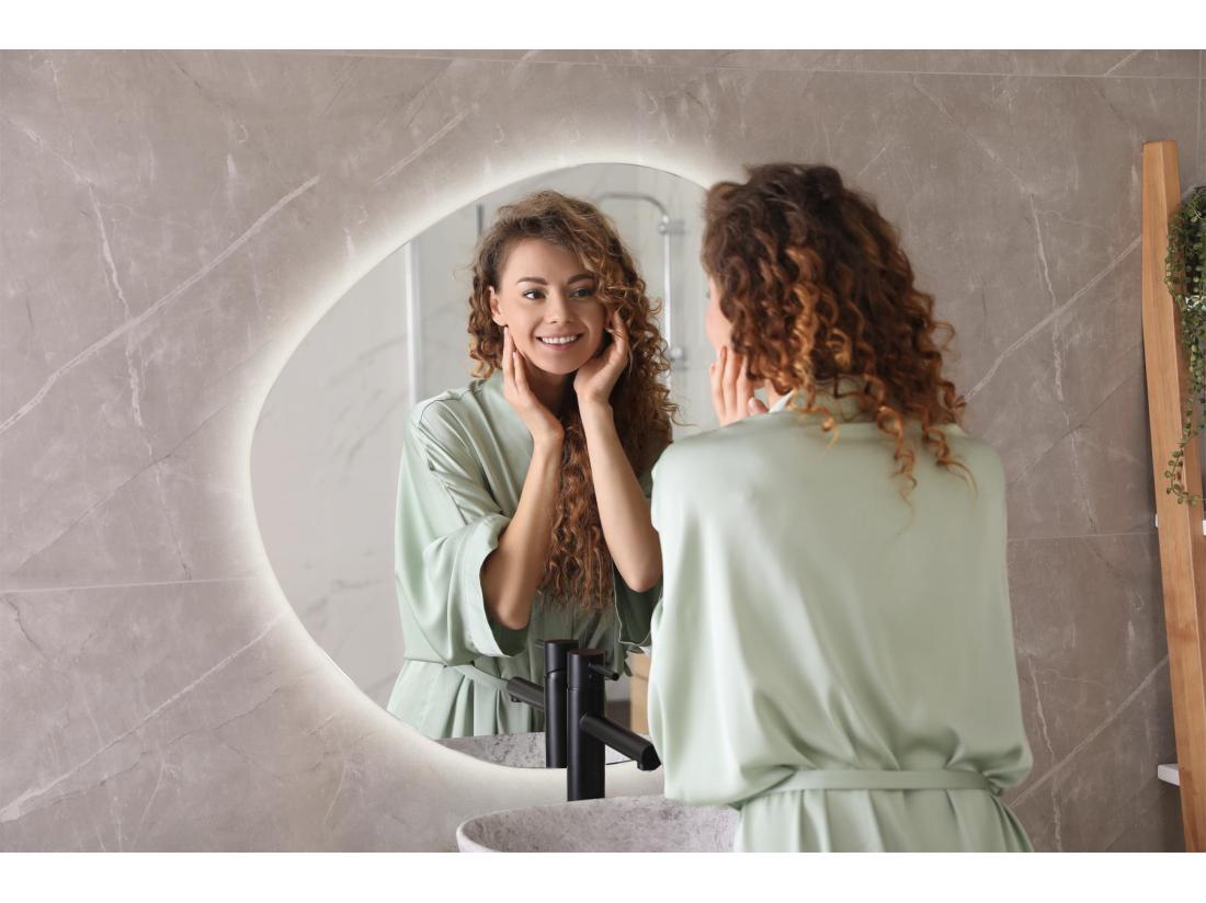 Vente Unique Beau Grand Miroir LED Irrégulier Pour La Chambre 100 Cm - Lumière Chaude