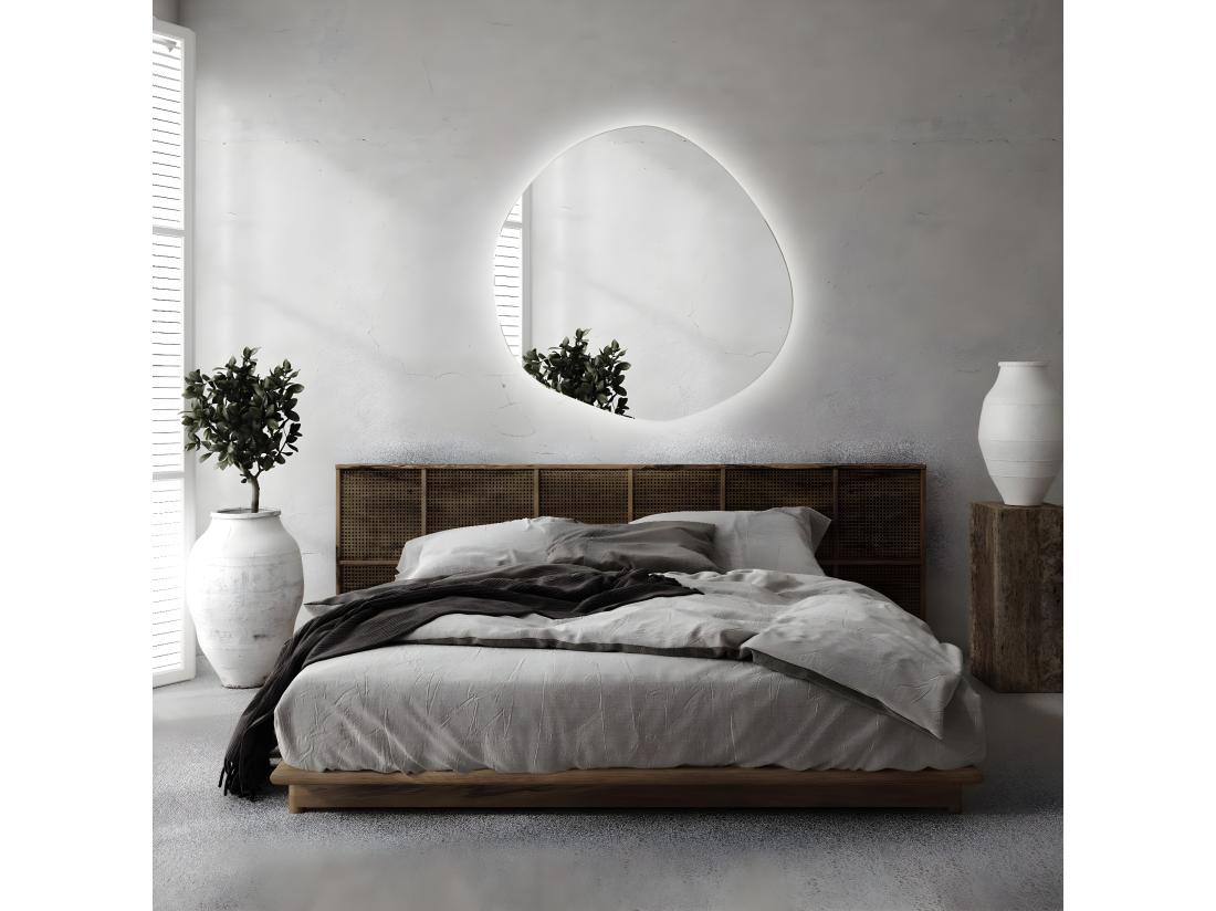 Vente Unique Beau Grand Miroir LED Irrégulier Pour La Chambre 100 Cm - Lumière Chaude