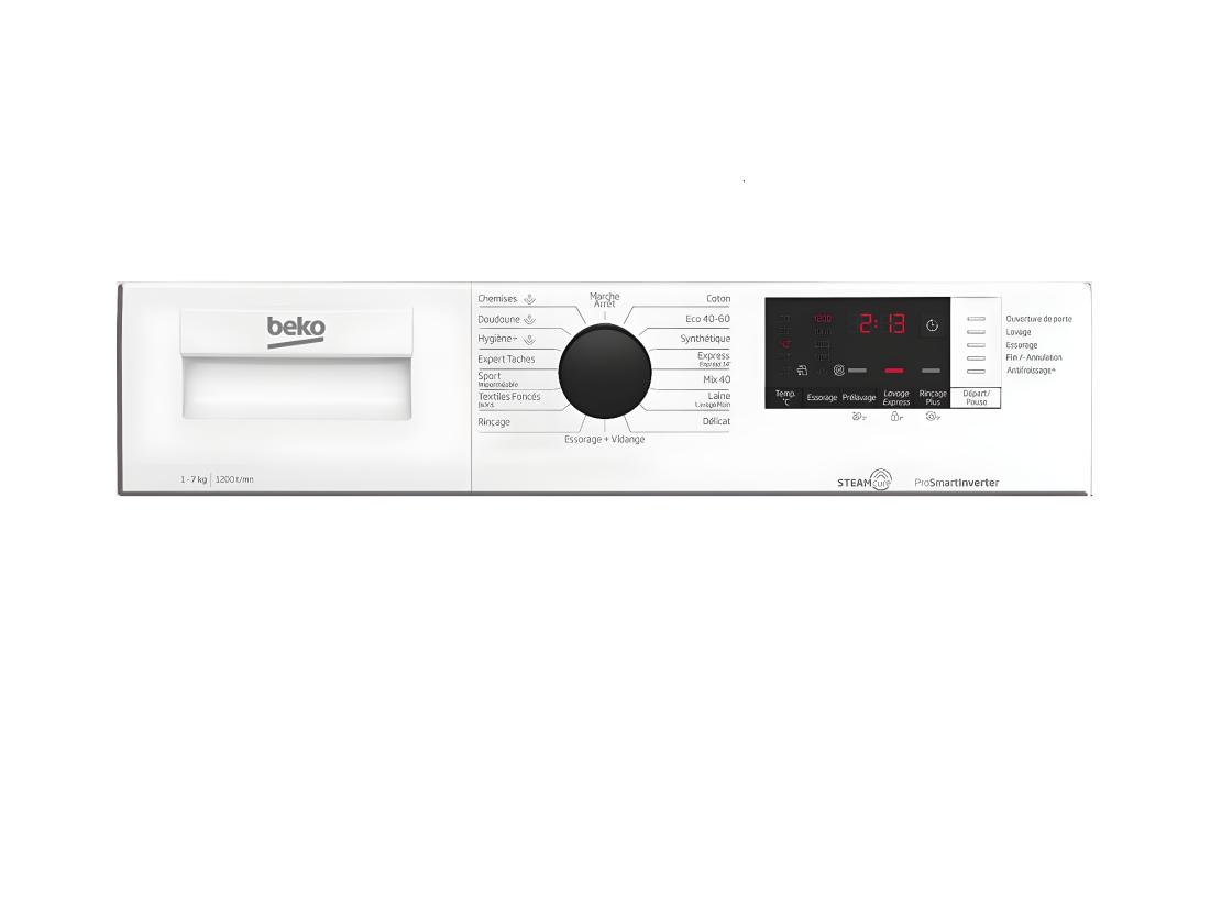 Vente Unique Beko Lave-linge Hublot 7kg 1200 Tours/min - WUV72221BW