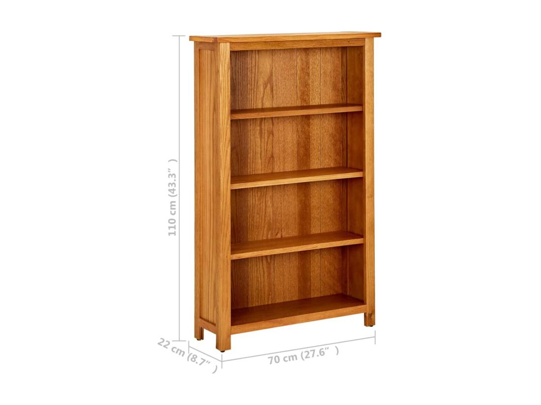 Vente Unique Bibliothèque à 4 Niveaux 70x22x110 Cm Bois De Chêne Massif