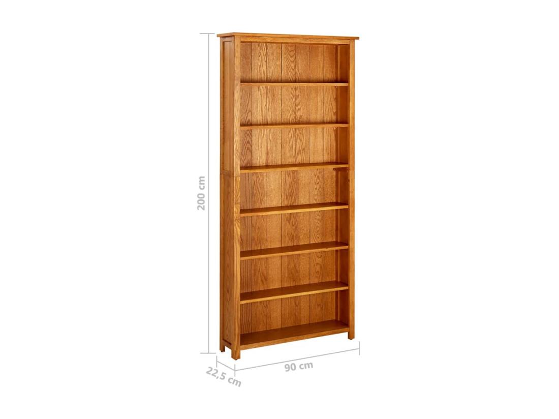 Vente Unique Bibliothèque à 7 Niveaux 90x22 5x200 Cm Bois De Chêne Massif
