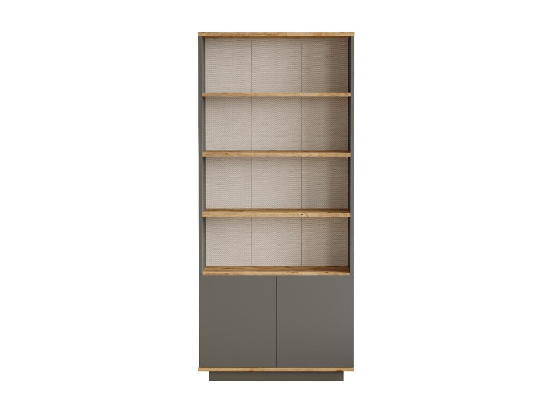 Vente Unique Bibliothèque Avec 2 Portes Et 4 Niches - Anthracite Et Naturel - LOTULA