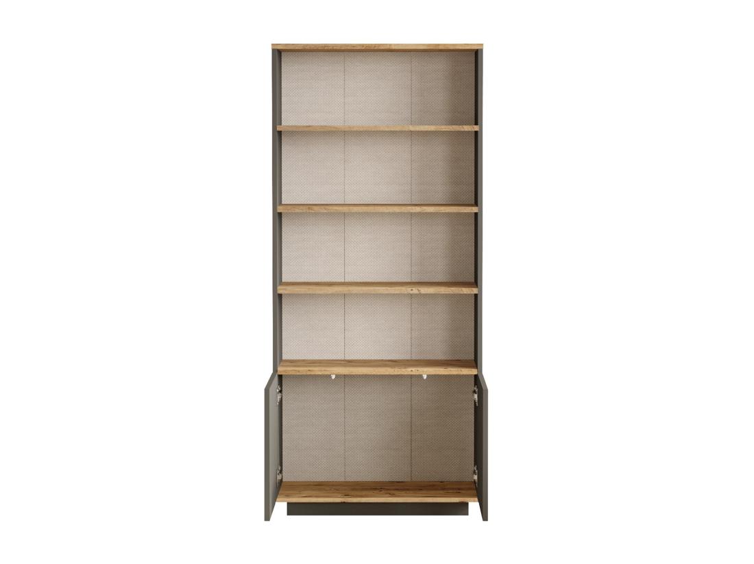 Vente Unique Bibliothèque Avec 2 Portes Et 4 Niches - Anthracite Et Naturel - LOTULA