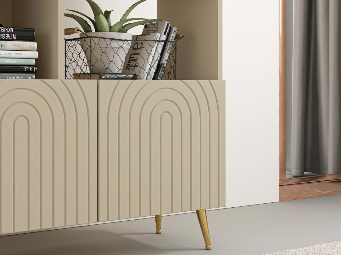 Vente Unique Bibliothèque Avec 2 Portes Et 8 Niches - Beige - NORSIM De Pascal Morabito