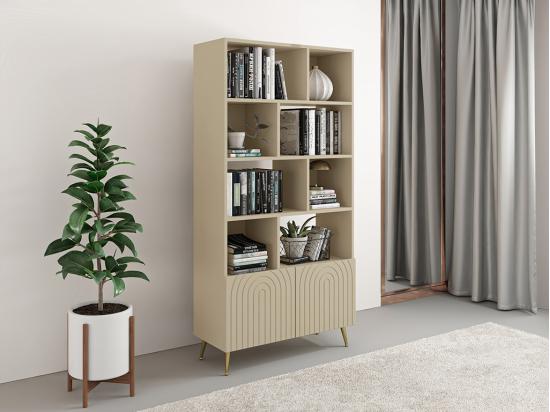 vente unique Bibliothèque avec 2 portes et 8 niches - Beige - NORSIM de Pascal Morabito