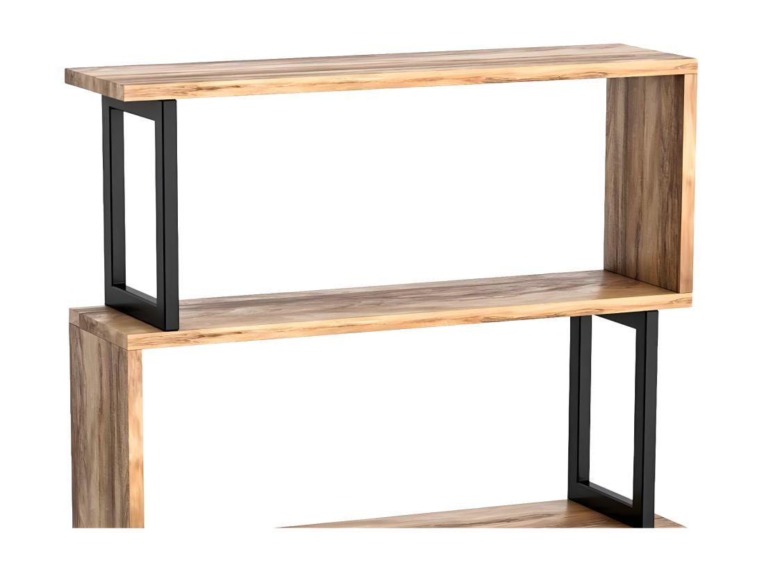 Vente Unique Bibliothèque Avec 3 étagères En Métal - Naturel Clair Et Noir - ROVENI