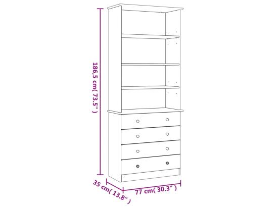 Vente Unique Bibliothèque Avec Tiroirs ALTA 77x35x186 5cm Bois Massif De Pin