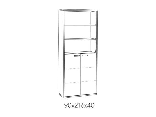 Vente Unique Bibliothèque De Bureau – 2 Portes Et étagères – Collection SOON – Blanc Mat