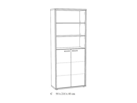 Vente Unique Bibliothèque De Bureau - Meuble 2 Portes Et étagères Chêne Vieilli Et Noir