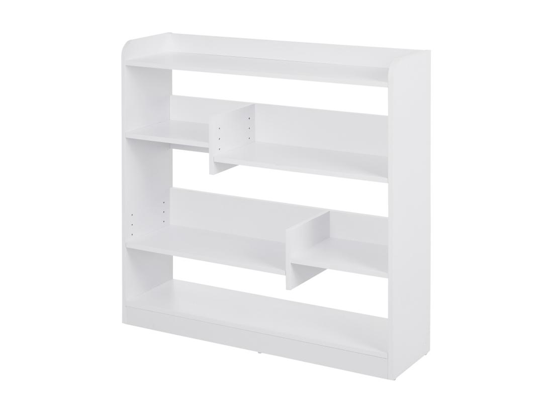 vente unique Bibliothèque étagère meuble de rangement dim. 90L x 24l x 91H cm 4 niveaux 3 panneaux arrières panneaux de particules blanc