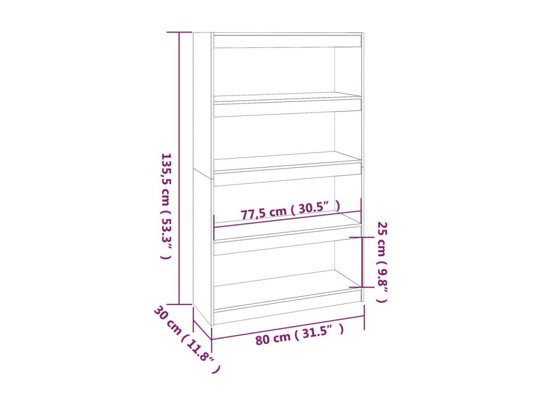 Vente Unique Bibliothèque/Séparateur De Pièce Blanc 80x30x135 5cm Pin Massif