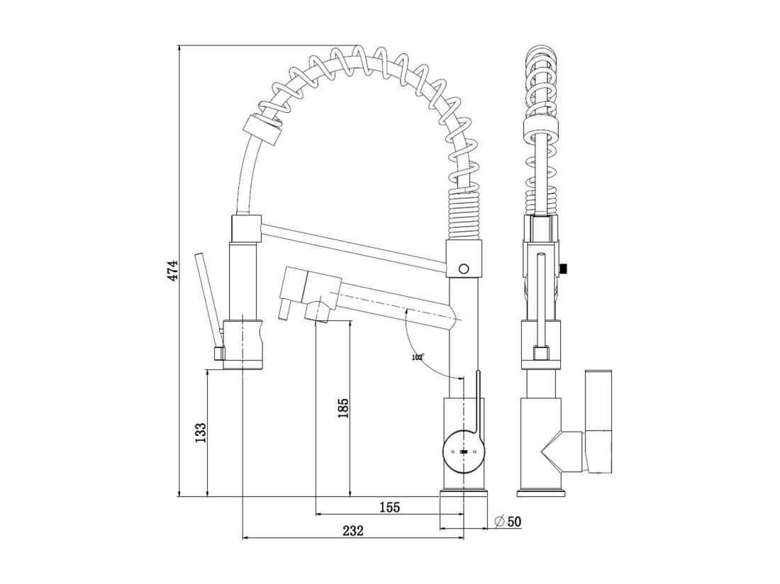Vente Unique Big Hotto Mitigeur évier à Douchette Mobile Noir - Essebagno