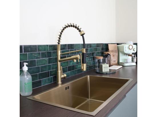 Vente Unique Big Hotto Mitigeur évier à Douchette Mobile Or Brossé - Essebagno