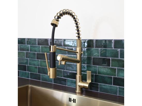Vente Unique Big Hotto Mitigeur évier à Douchette Mobile Or Brossé - Essebagno