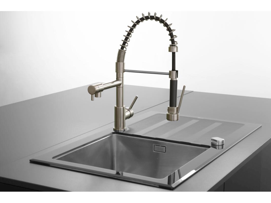 Vente Unique Big Pro Mitigeur évier à Douchette Mobile Façon Inox - Essebagno
