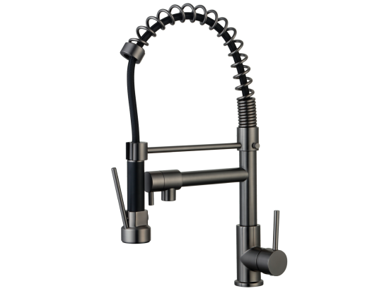 vente unique Big Pro mitigeur évier à douchette mobile gris gun métal - Essebagno