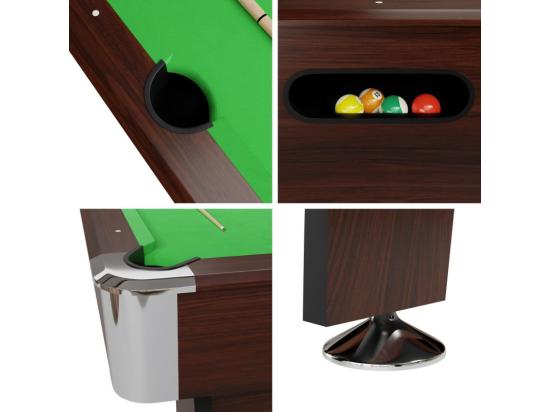 Vente Unique Billard Americain Avec Retour De Boules Automatique Et Accessoires -Marron Et Tapis Vert - 213 X 122 Cm