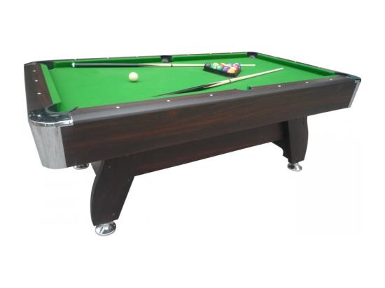 Vente Unique Billard Americain Avec Retour De Boules Automatique Et Accessoires -Marron Et Tapis Vert - 213 X 122 Cm
