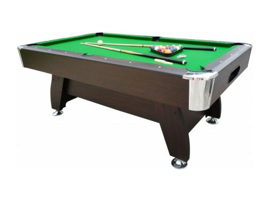 Vente Unique Billard Americain Avec Retour De Boules Automatique Et Accessoires -Marron Et Tapis Vert - 213 X 122 Cm