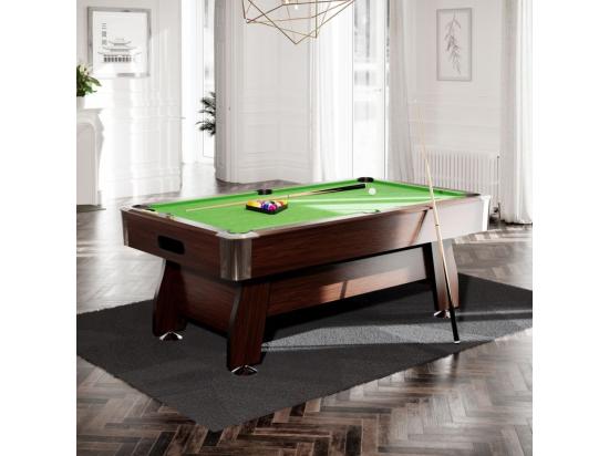 vente unique Billard Americain avec Retour de boules automatique et Accessoires -Marron et Tapis Vert - 213 x 122 cm