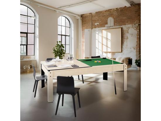 Vente Unique Billard Américain Convertible Table 4 Places KITBILL 5FT - 183 X 102 X 78 Cm Plateau Dînatoire Et Accessoires Inclus - Beige