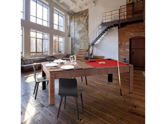 Vente Unique Billard Américain Convertible Table 6 Places KITBILL 6Ft -206 5 X 116 5 X 80cm Plateau Dînatoire Et Accessoires Inclus - Marron