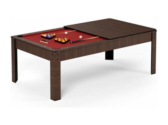 vente unique Billard Américain convertible table 6 places KITBILL 6Ft -206 5 x 116 5 x 80cm Plateau dînatoire et accessoires inclus - Marron