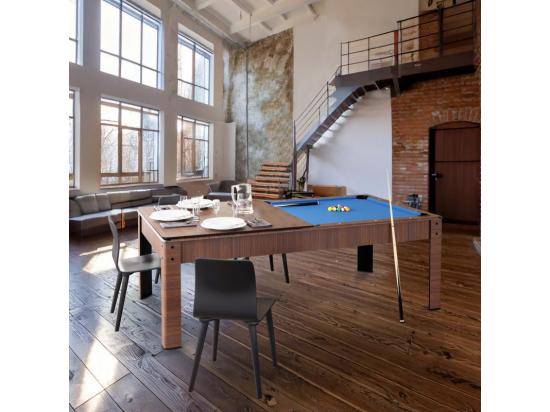 Vente Unique Billard Américain Convertible Table 6 Places KITBILL 6Ft -206 5 X 116 5 X 80cm Plateau Dînatoire Et Accessoires Inclus - Marron