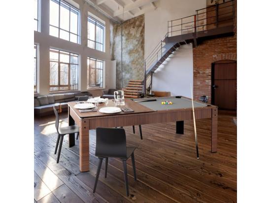 Vente Unique Billard Américain Convertible Table 6 Places KITBILL 6Ft -206 5 X 116 5 X 80cm Plateau Dînatoire Et Accessoires Inclus - Marron