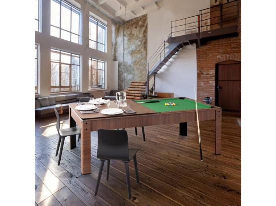 Vente Unique Billard Américain Convertible Table 6 Places KITBILL 6Ft -206 5 X 116 5 X 80cm Plateau Dînatoire Et Accessoires Inclus - Marron