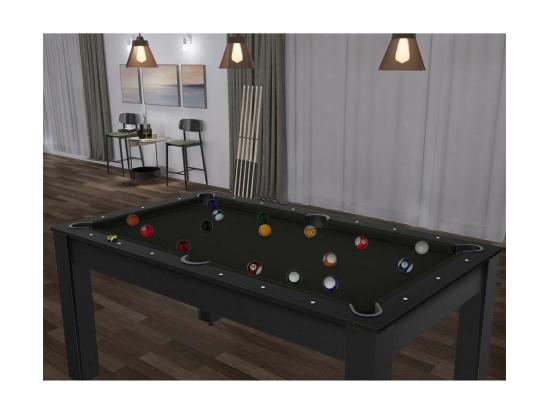 Vente Unique Billard Convertible Table 6 Personnes Texas + Pack Accessoires Confort
