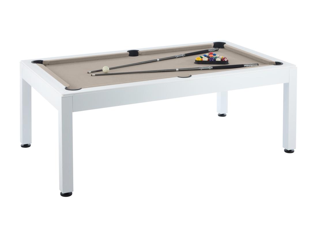 Vente Unique Billard D'extérieur Blanc Et Taupe Avec Housse - L213 4 X P121 1 X 79 7 Cm - STAZIO