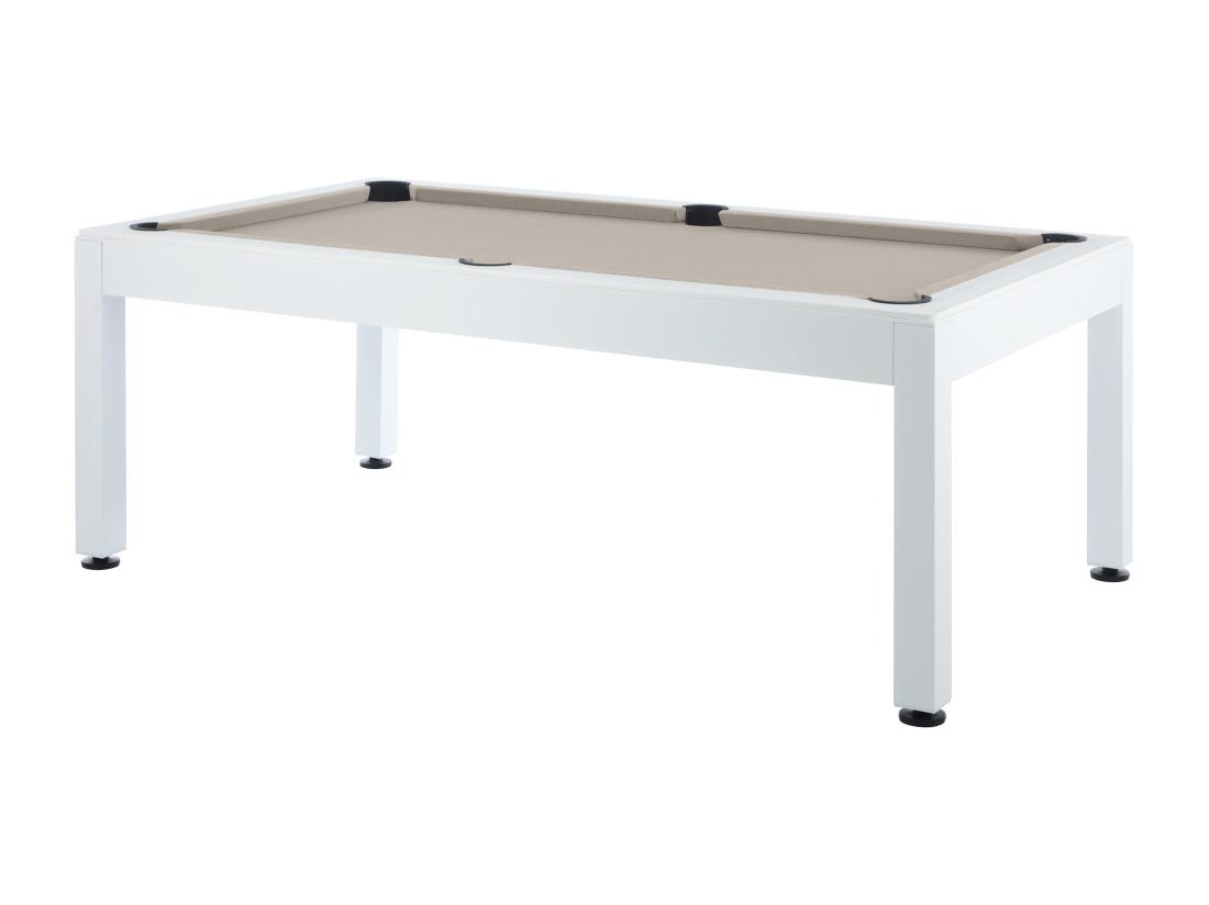 Vente Unique Billard D'extérieur Blanc Et Taupe Avec Housse - L213 4 X P121 1 X 79 7 Cm - STAZIO