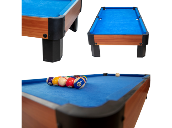 Vente Unique Billard De Table Avec Accessoires - Kit Billard Compact De Bureau Ou Salle De Jeu 102 X 51 X 22 5 Cm - Marron Et Tapis Bleu